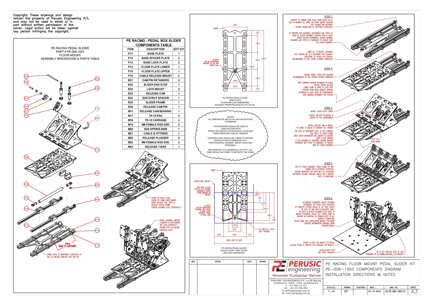 Pedal Slider Kit PE-006-1003